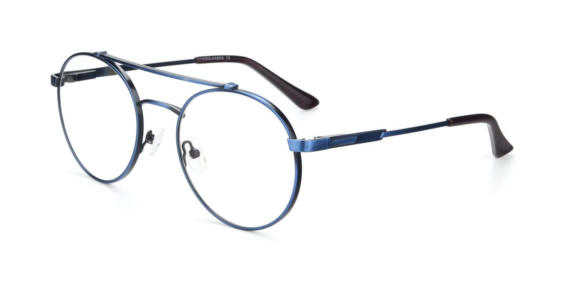 Angle of 9490 in Antique Blue with Clear Reading Eyeglass Lenses