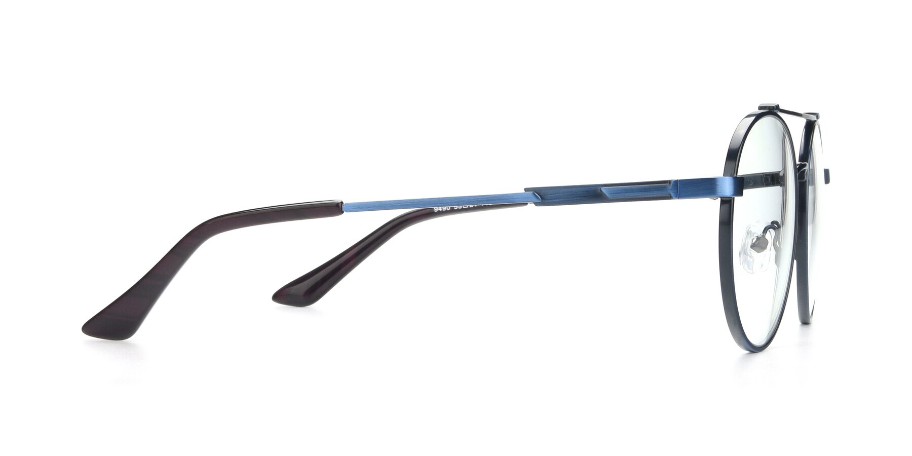 Side of 9490 in Antique Blue with Clear Blue Light Blocking Lenses