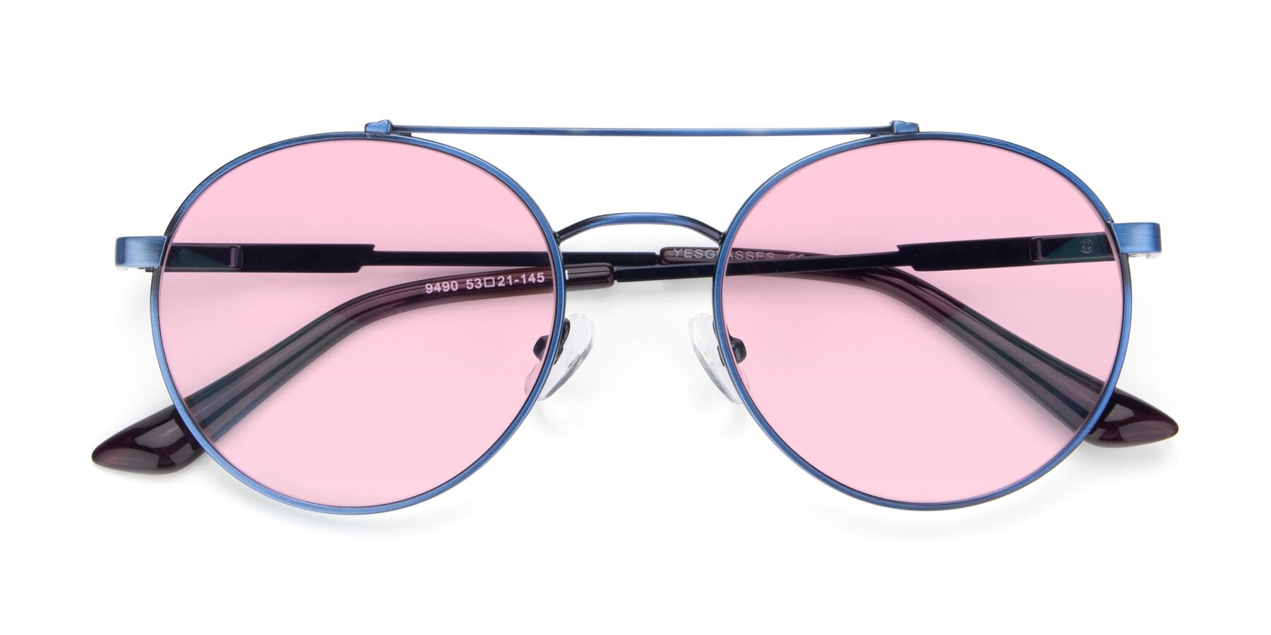 Folded Front of 9490 in Antique Blue with Light Pink Tinted Lenses