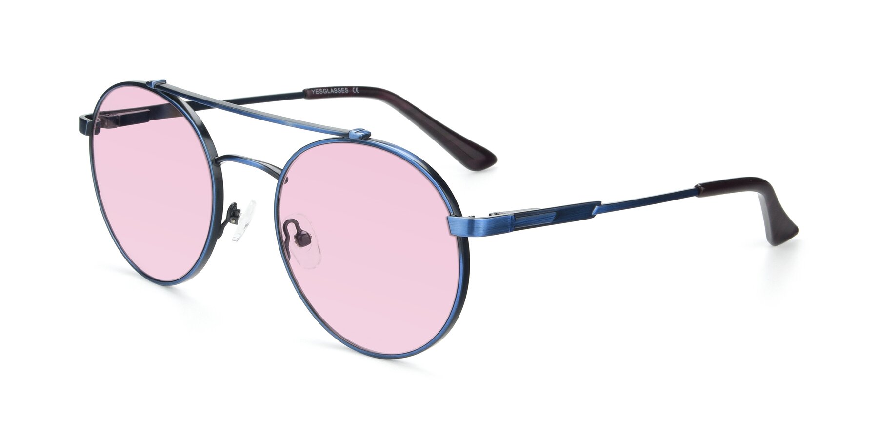 Angle of 9490 in Antique Blue with Light Pink Tinted Lenses