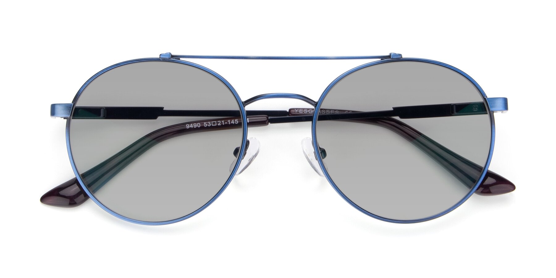 Folded Front of 9490 in Antique Blue with Light Gray Tinted Lenses