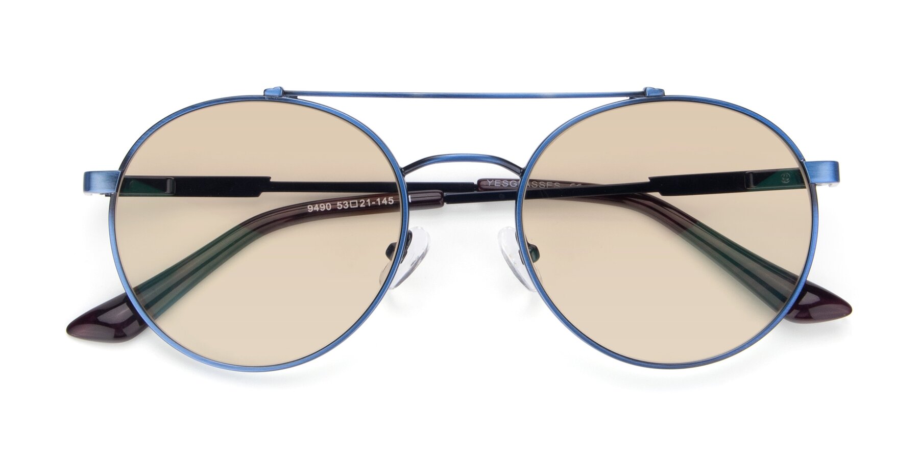 Folded Front of 9490 in Antique Blue with Light Brown Tinted Lenses