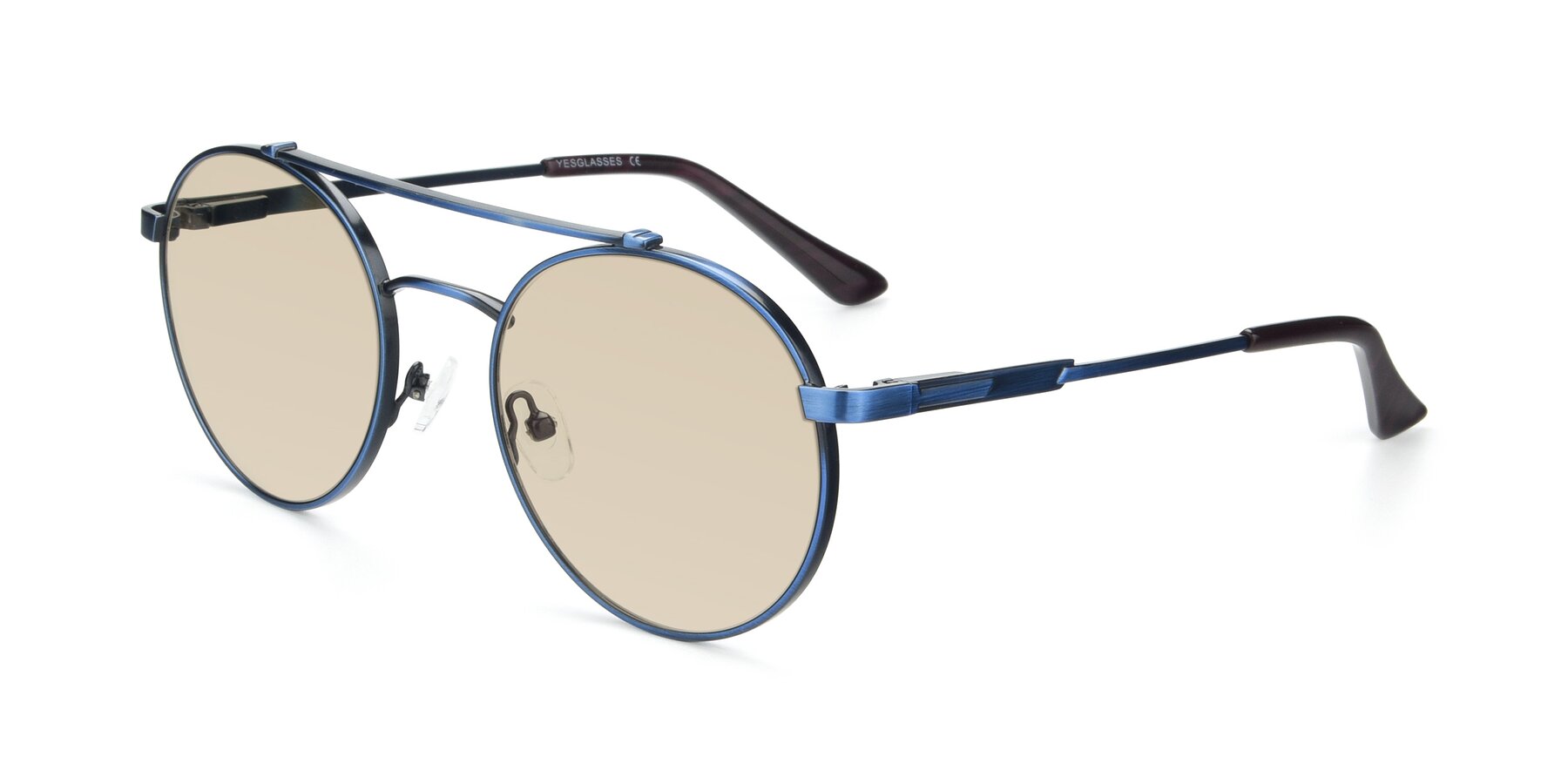 Angle of 9490 in Antique Blue with Light Brown Tinted Lenses