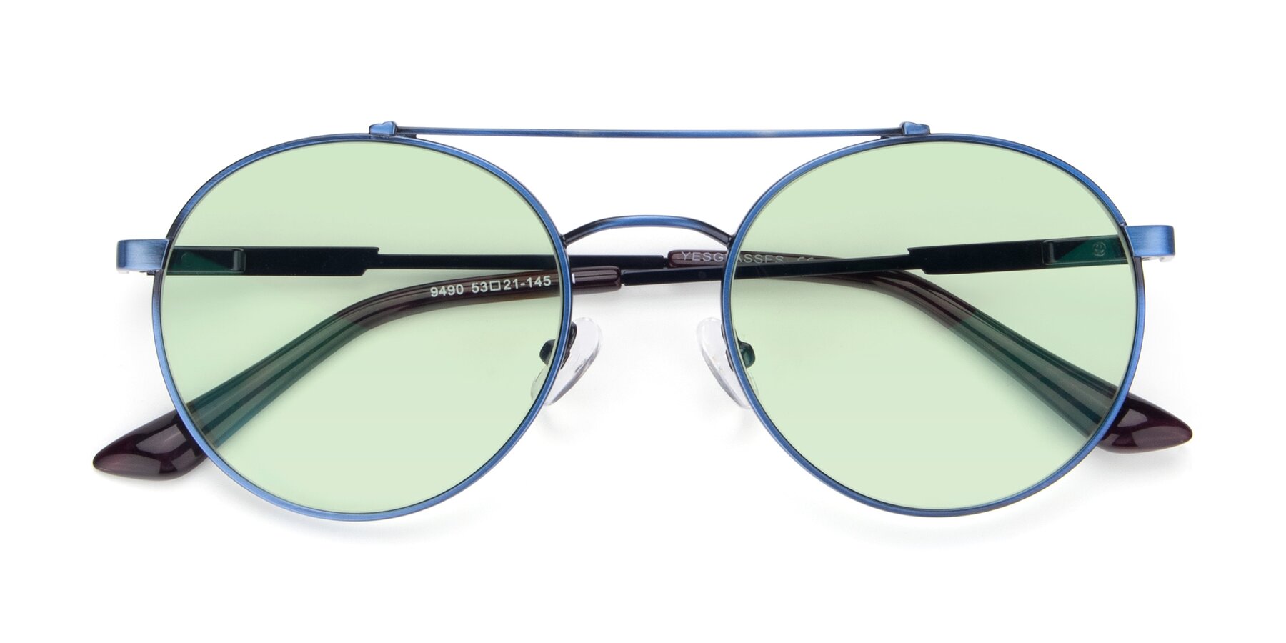 Folded Front of 9490 in Antique Blue with Light Green Tinted Lenses
