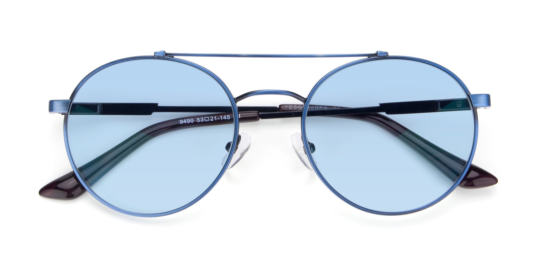 Folded Front of 9490 in Antique Blue with Light Blue Tinted Lenses