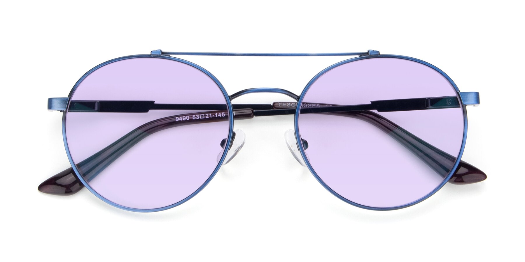 Folded Front of 9490 in Antique Blue with Light Purple Tinted Lenses