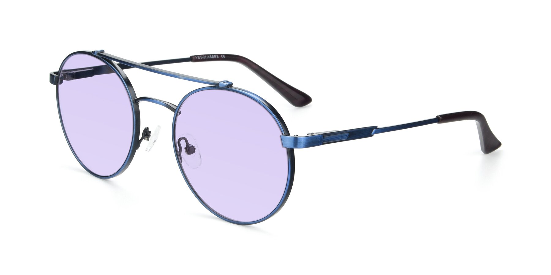 Angle of 9490 in Antique Blue with Light Purple Tinted Lenses