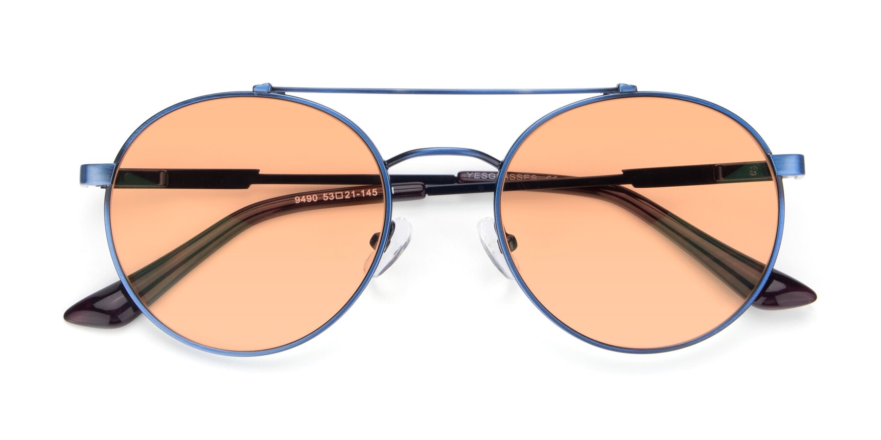 Folded Front of 9490 in Antique Blue with Light Orange Tinted Lenses