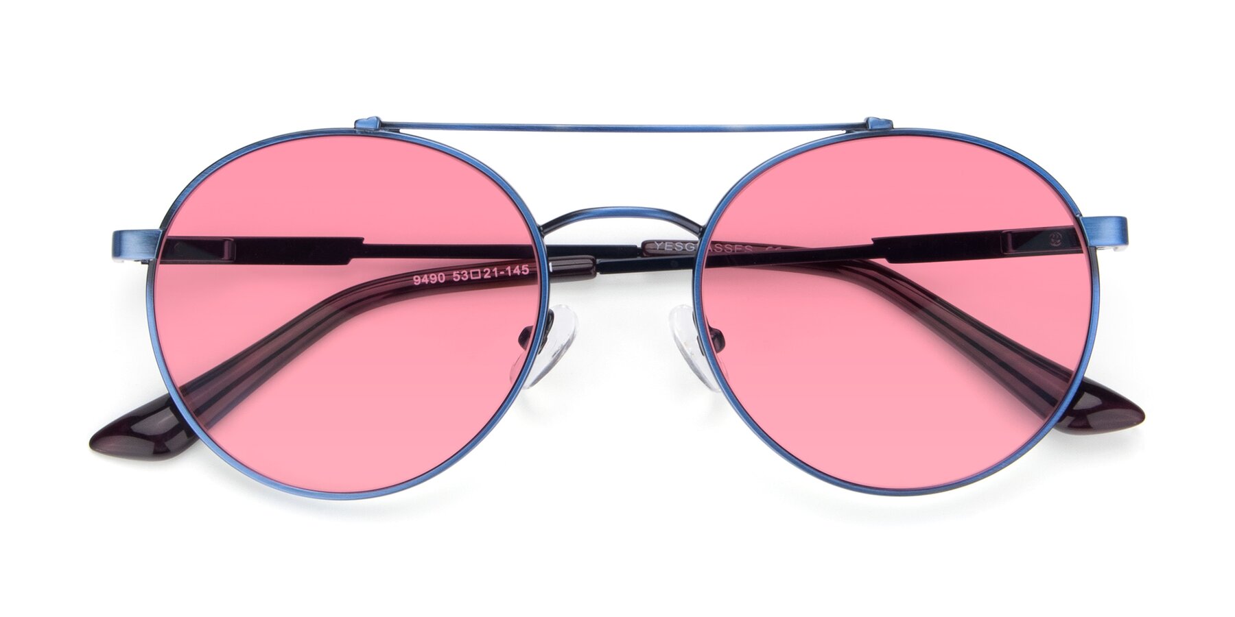 Folded Front of 9490 in Antique Blue with Pink Tinted Lenses