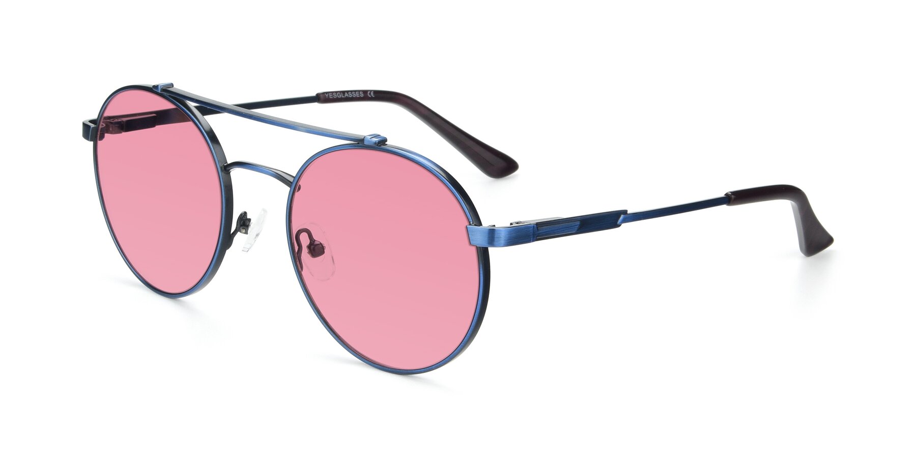 Angle of 9490 in Antique Blue with Pink Tinted Lenses