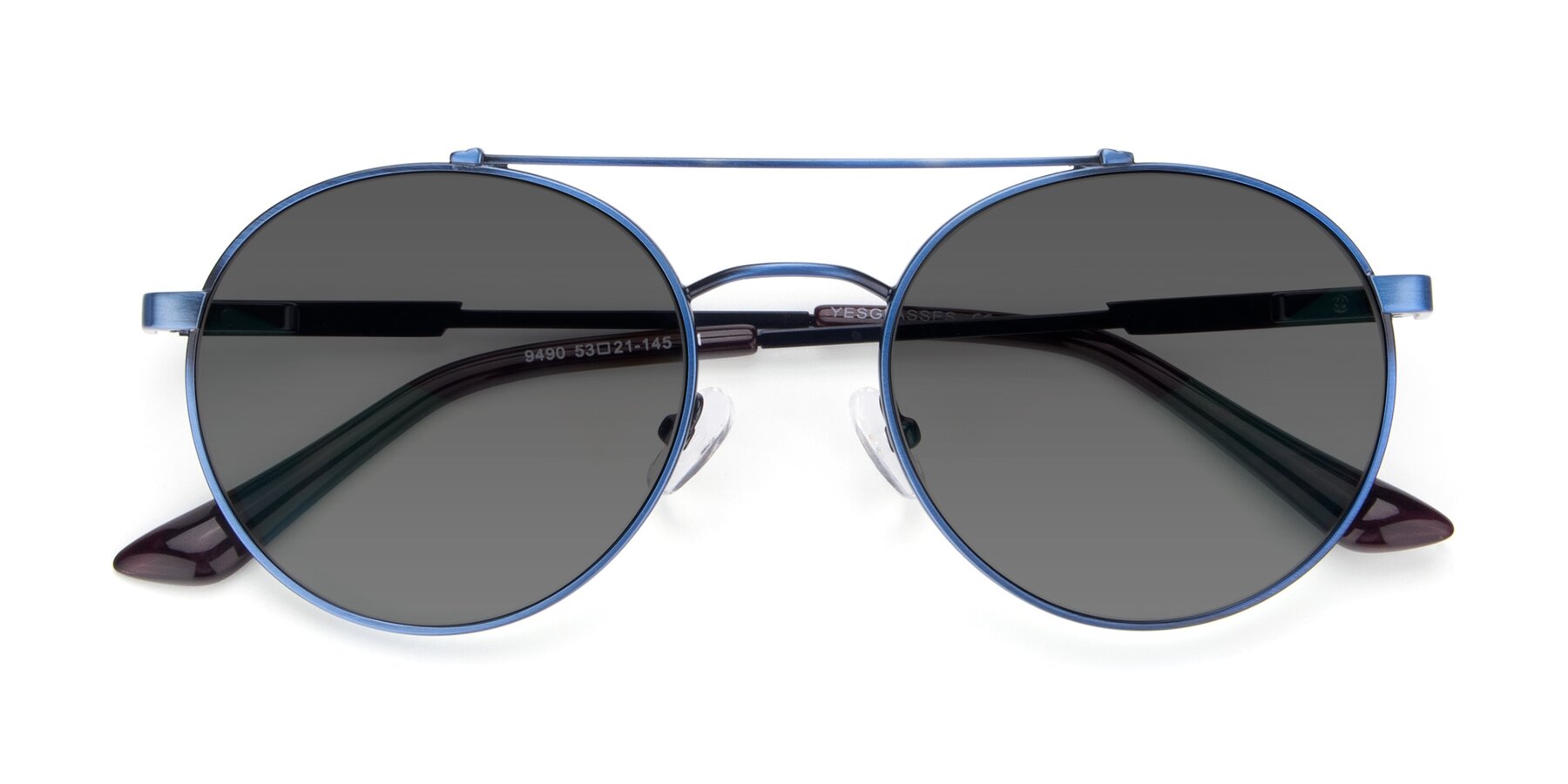 Folded Front of 9490 in Antique Blue with Medium Gray Tinted Lenses