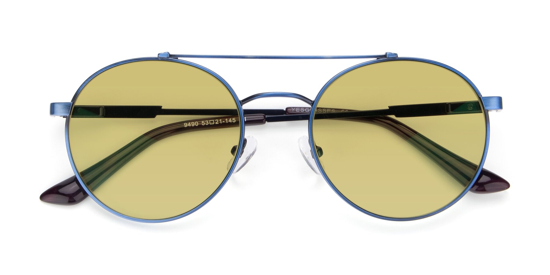 Folded Front of 9490 in Antique Blue with Medium Champagne Tinted Lenses