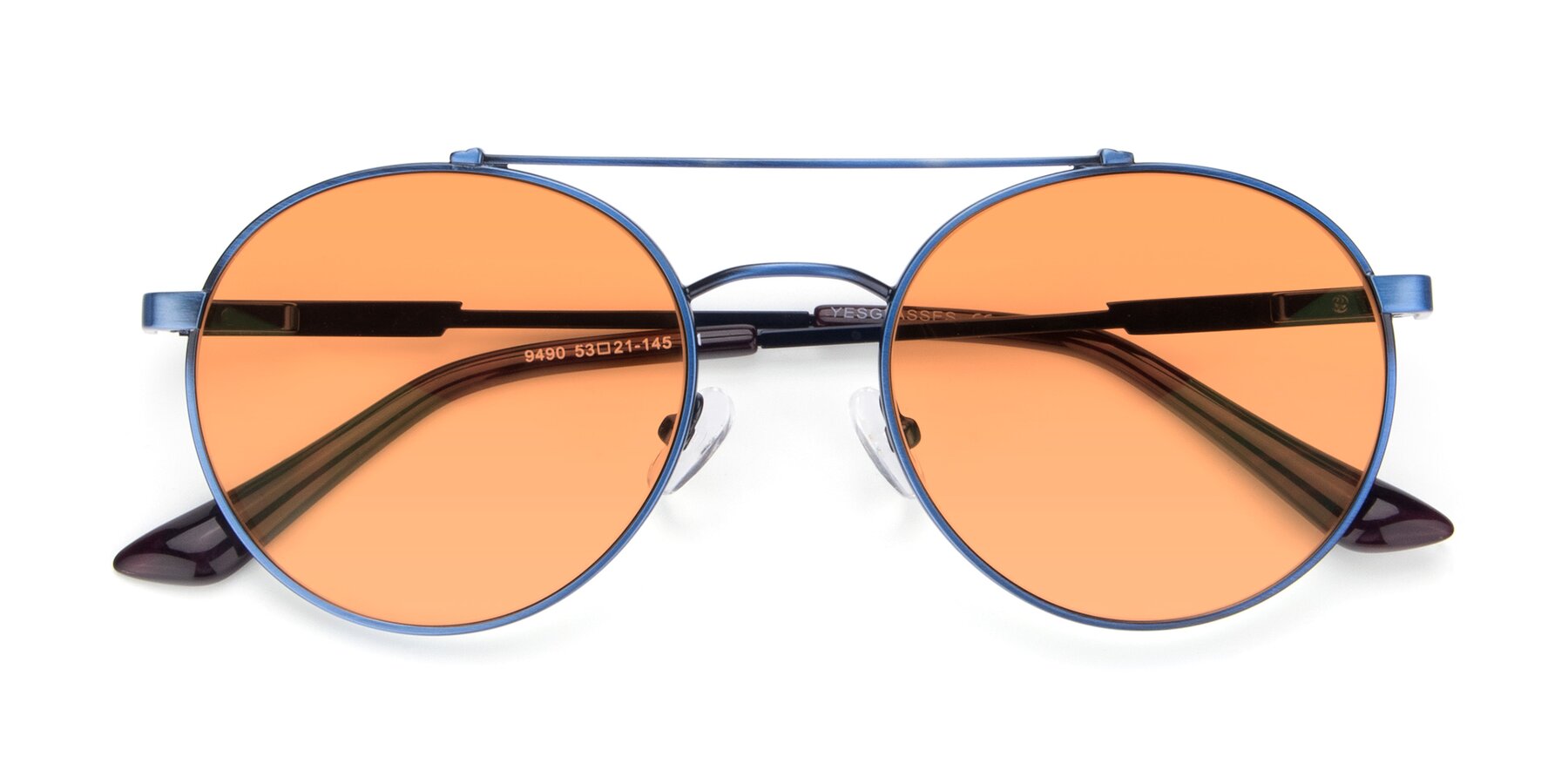 Folded Front of 9490 in Antique Blue with Medium Orange Tinted Lenses