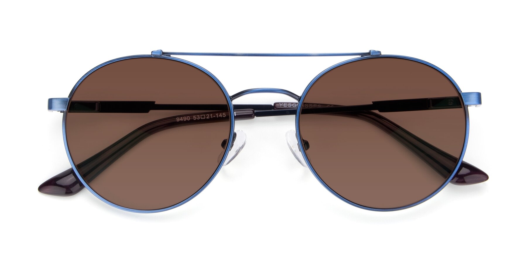 Folded Front of 9490 in Antique Blue with Brown Tinted Lenses