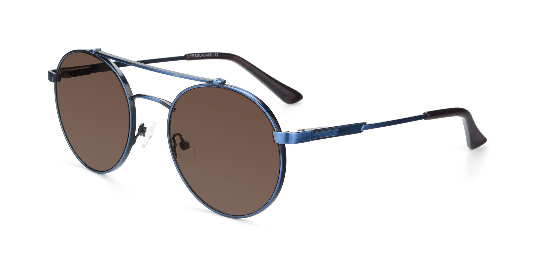 Angle of 9490 in Antique Blue with Brown Tinted Lenses