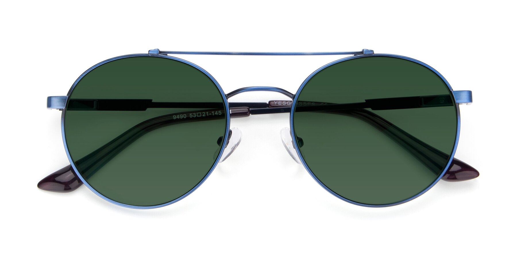Folded Front of 9490 in Antique Blue with Green Tinted Lenses