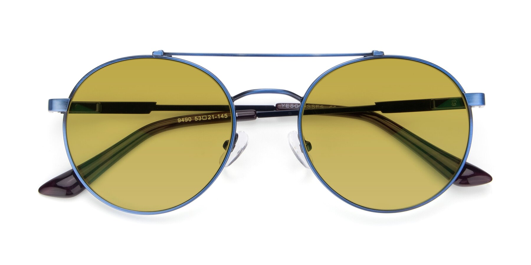 Folded Front of 9490 in Antique Blue with Champagne Tinted Lenses