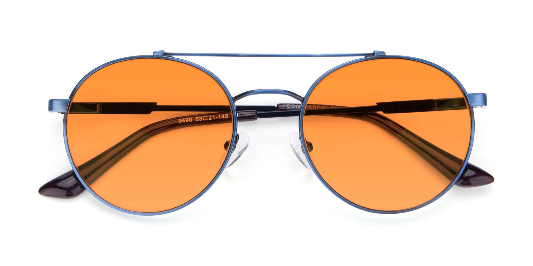 Folded Front of 9490 in Antique Blue with Orange Tinted Lenses