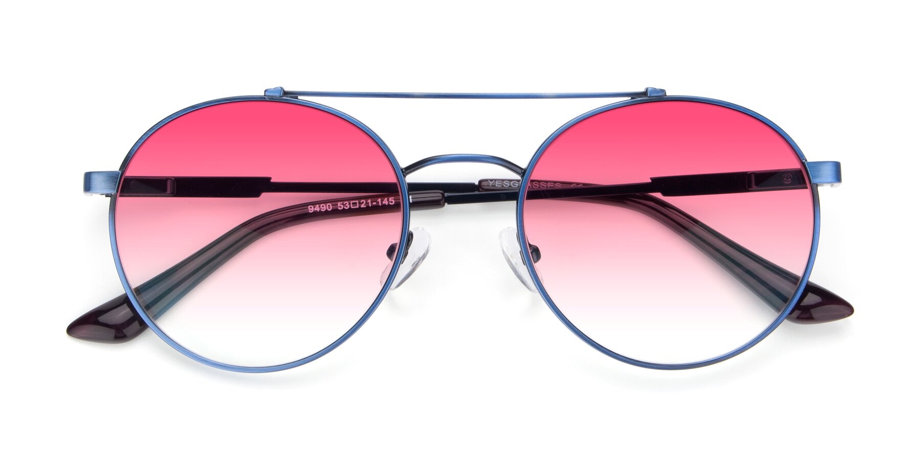 Folded Front of 9490 in Antique Blue with Pink Gradient Lenses