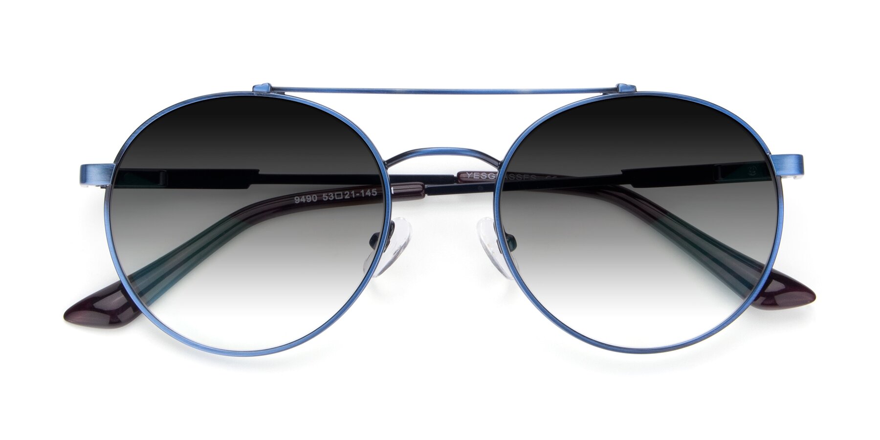 Folded Front of 9490 in Antique Blue with Gray Gradient Lenses