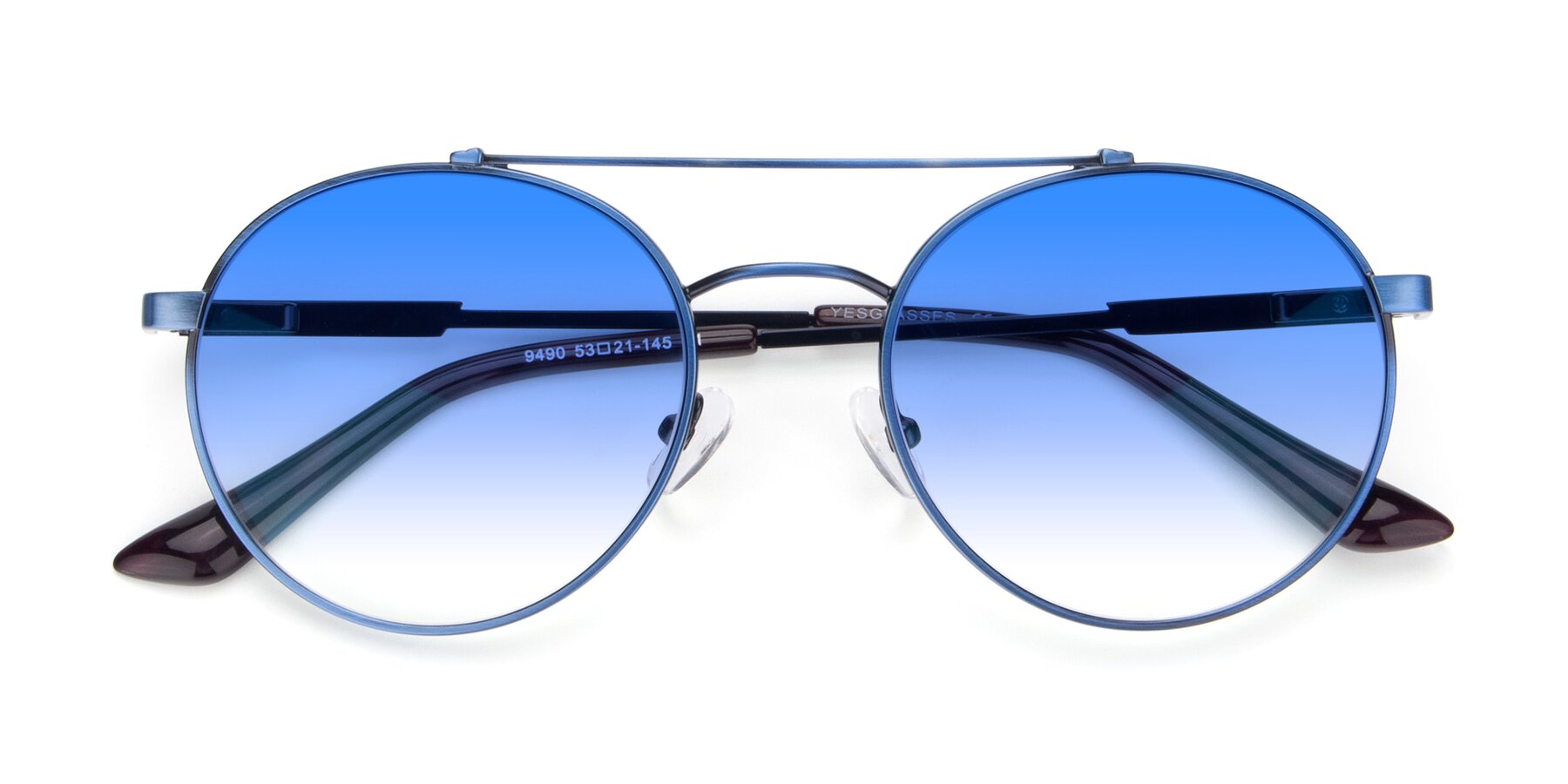 Folded Front of 9490 in Antique Blue with Blue Gradient Lenses