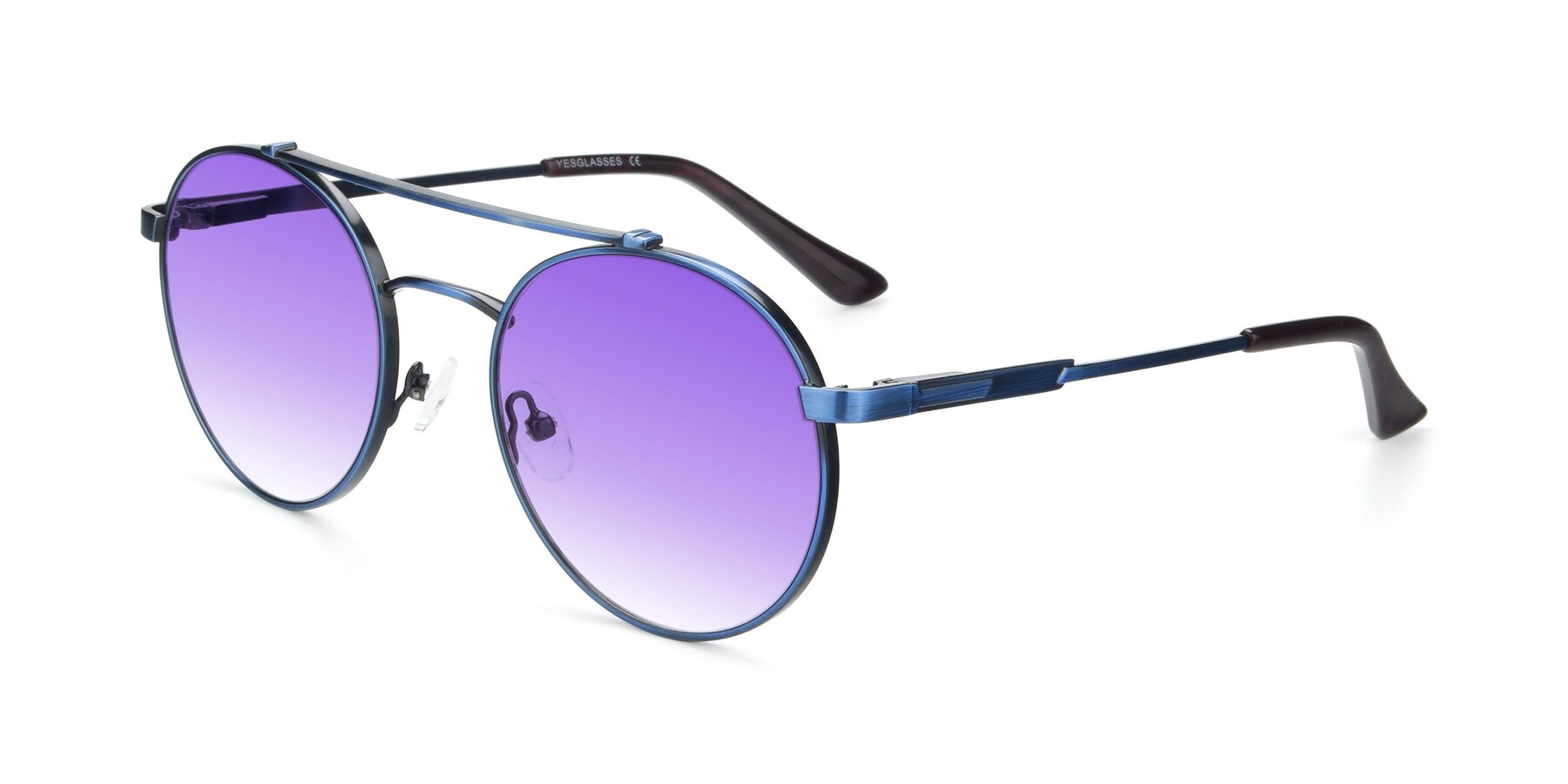 Angle of 9490 in Antique Blue with Purple Gradient Lenses