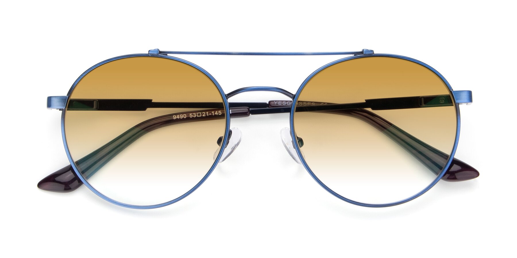 Folded Front of 9490 in Antique Blue with Champagne Gradient Lenses
