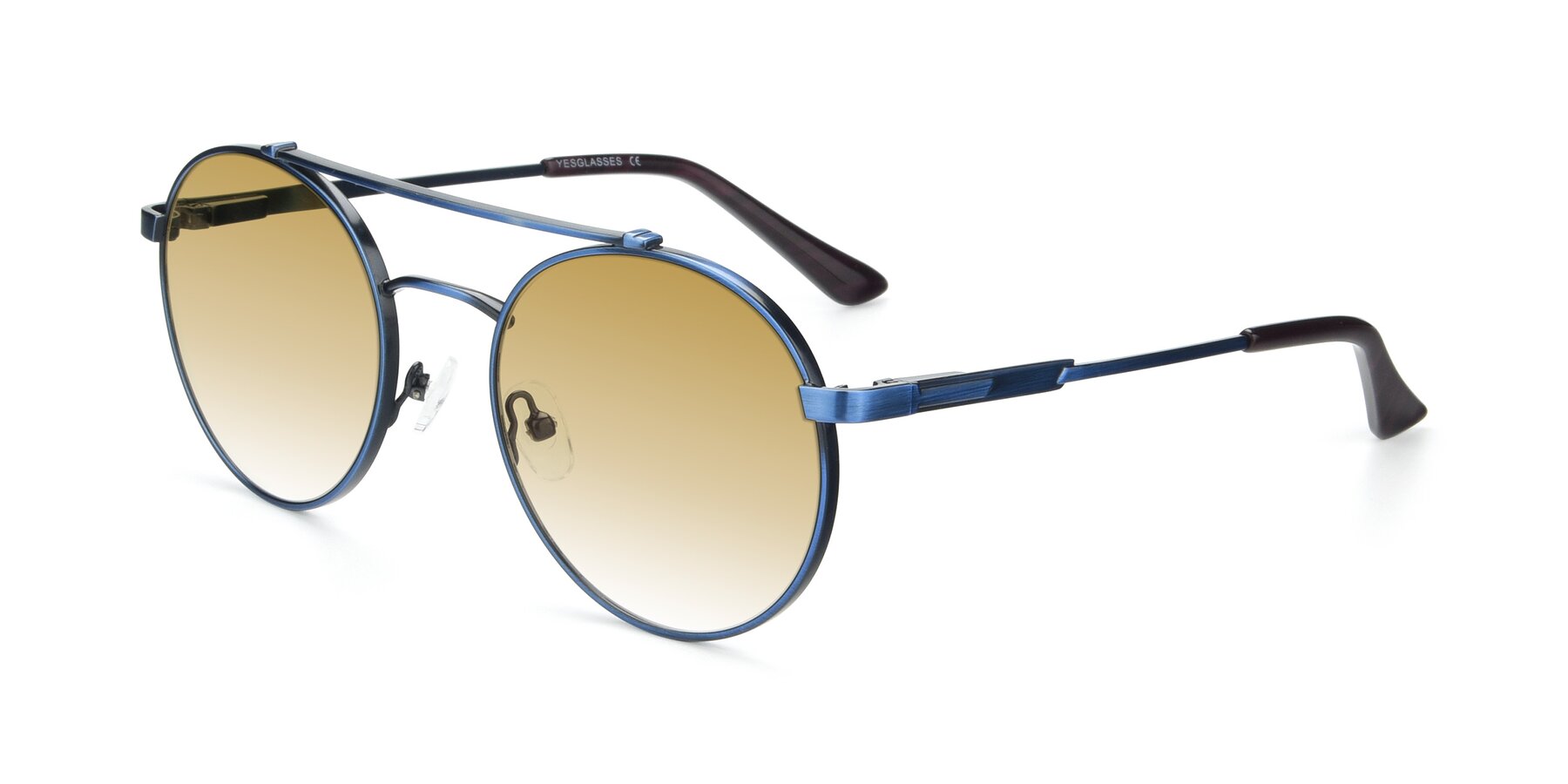 Angle of 9490 in Antique Blue with Champagne Gradient Lenses