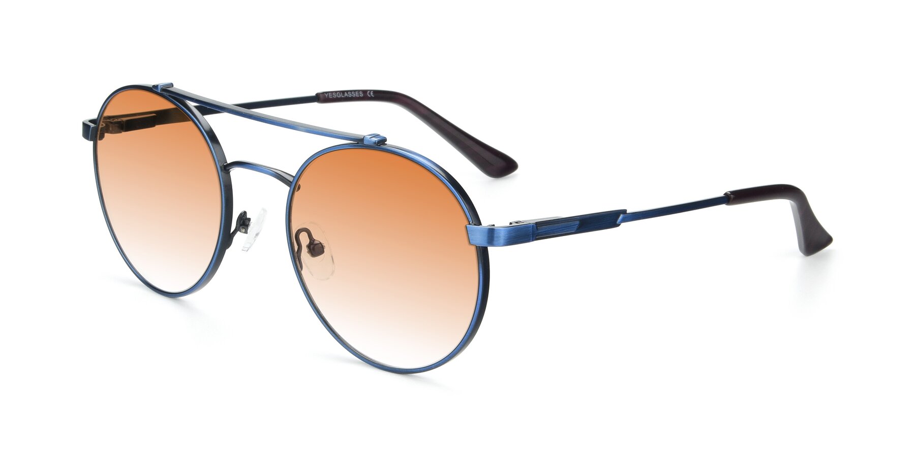 Angle of 9490 in Antique Blue with Orange Gradient Lenses