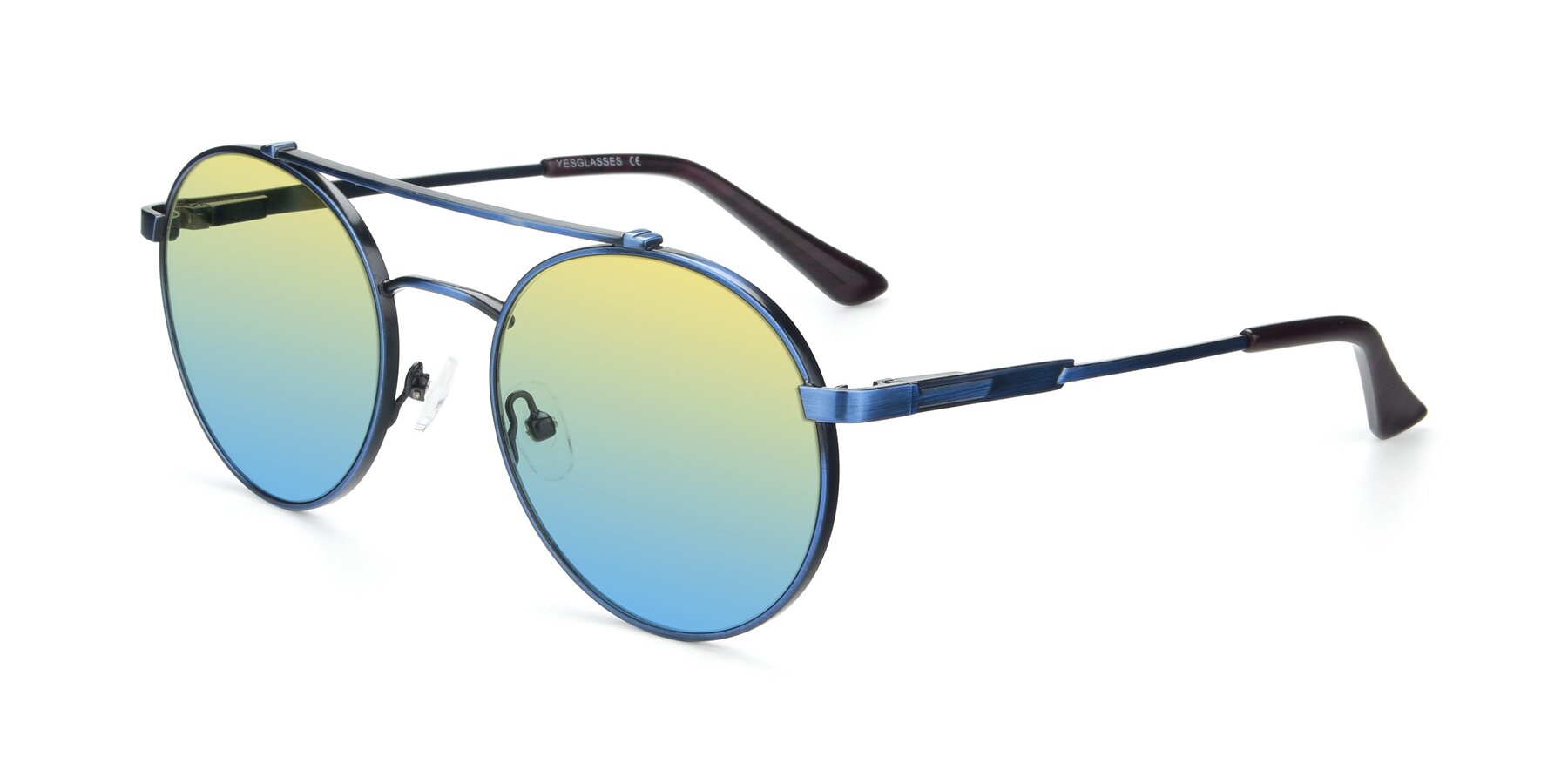 Angle of 9490 in Antique Blue with Yellow / Blue Gradient Lenses