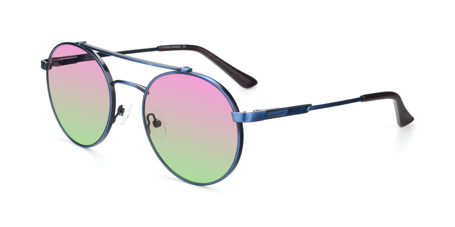 Angle of 9490 in Antique Blue with Pink / Green Gradient Lenses