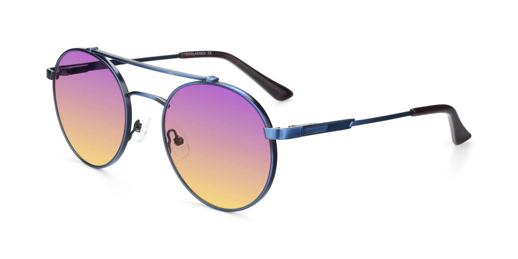 Angle of 9490 in Antique Blue with Purple / Yellow Gradient Lenses