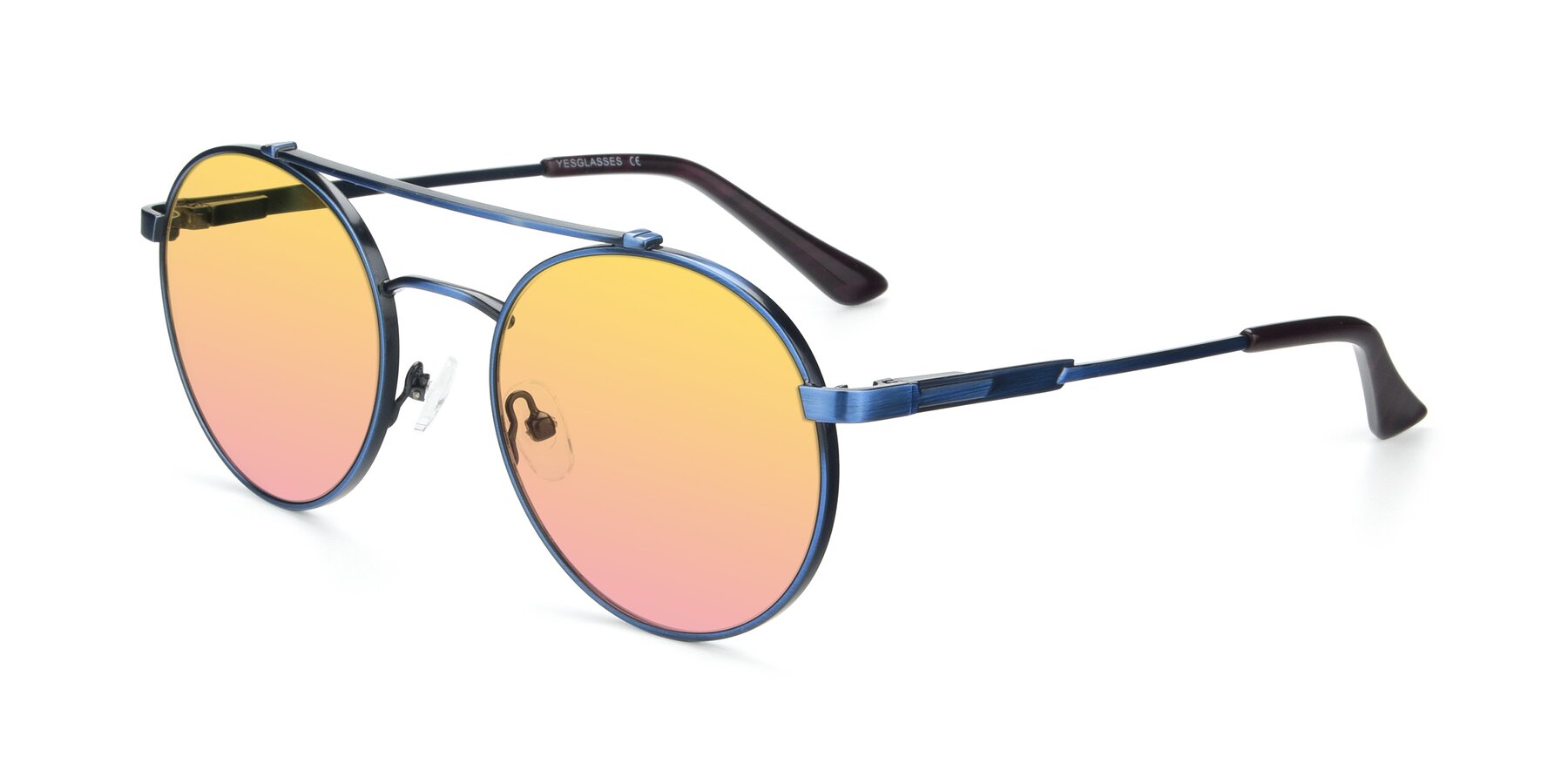 Angle of 9490 in Antique Blue with Yellow / Pink Gradient Lenses