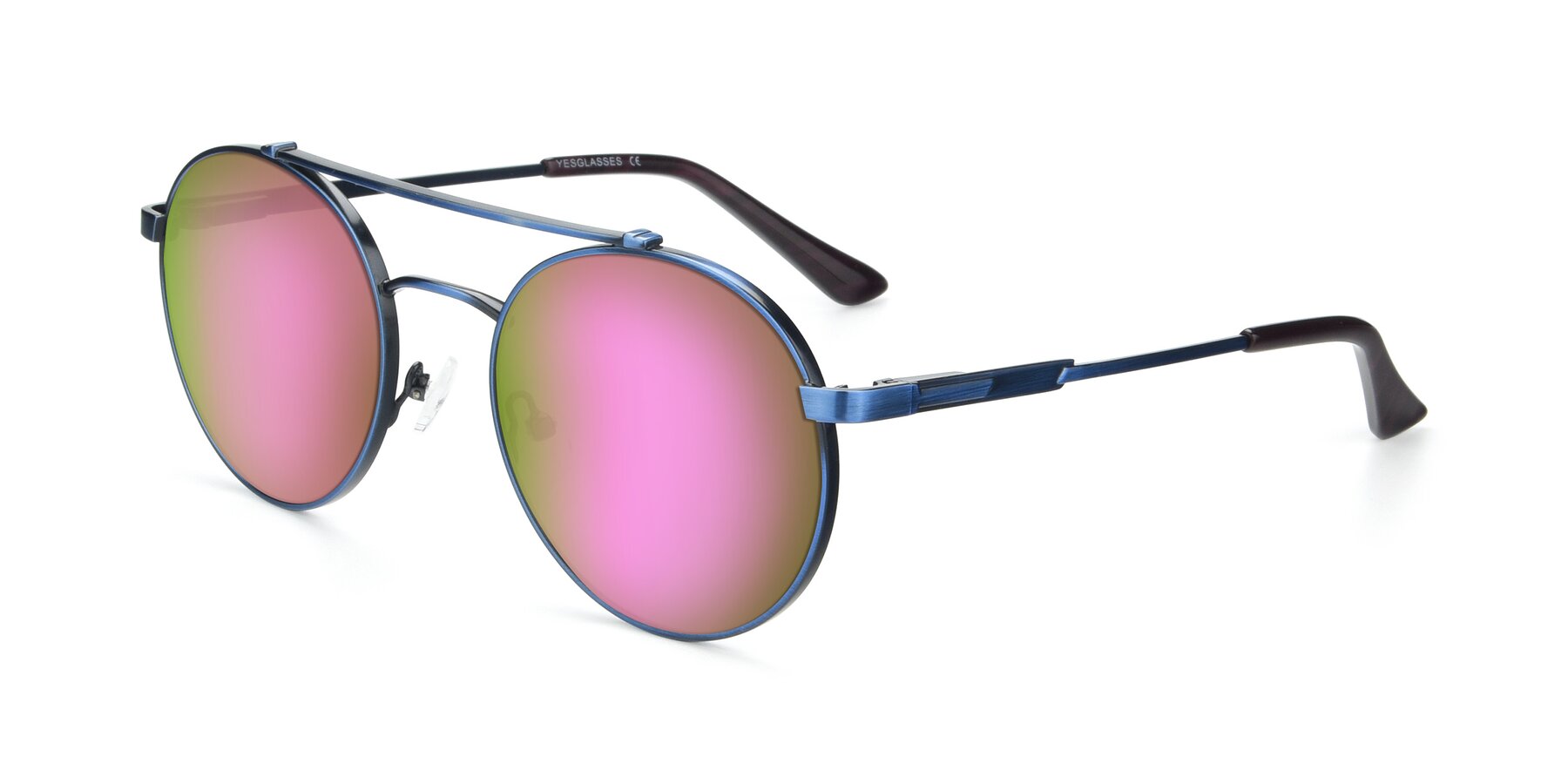 Angle of 9490 in Antique Blue with Pink Mirrored Lenses