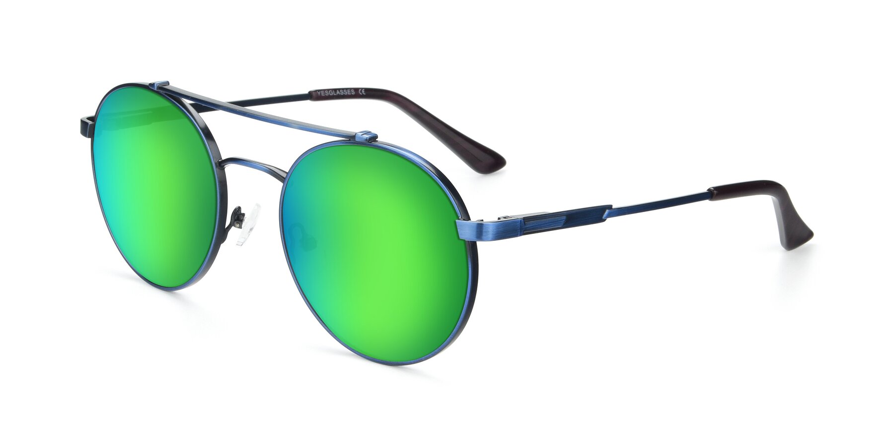 Angle of 9490 in Antique Blue with Green Mirrored Lenses