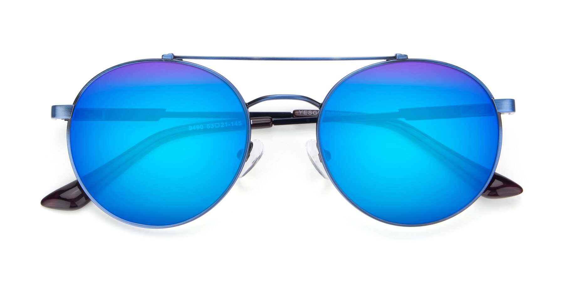 Folded Front of 9490 in Antique Blue with Blue Mirrored Lenses