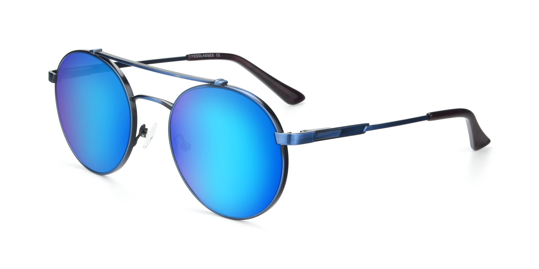 Angle of 9490 in Antique Blue with Blue Mirrored Lenses