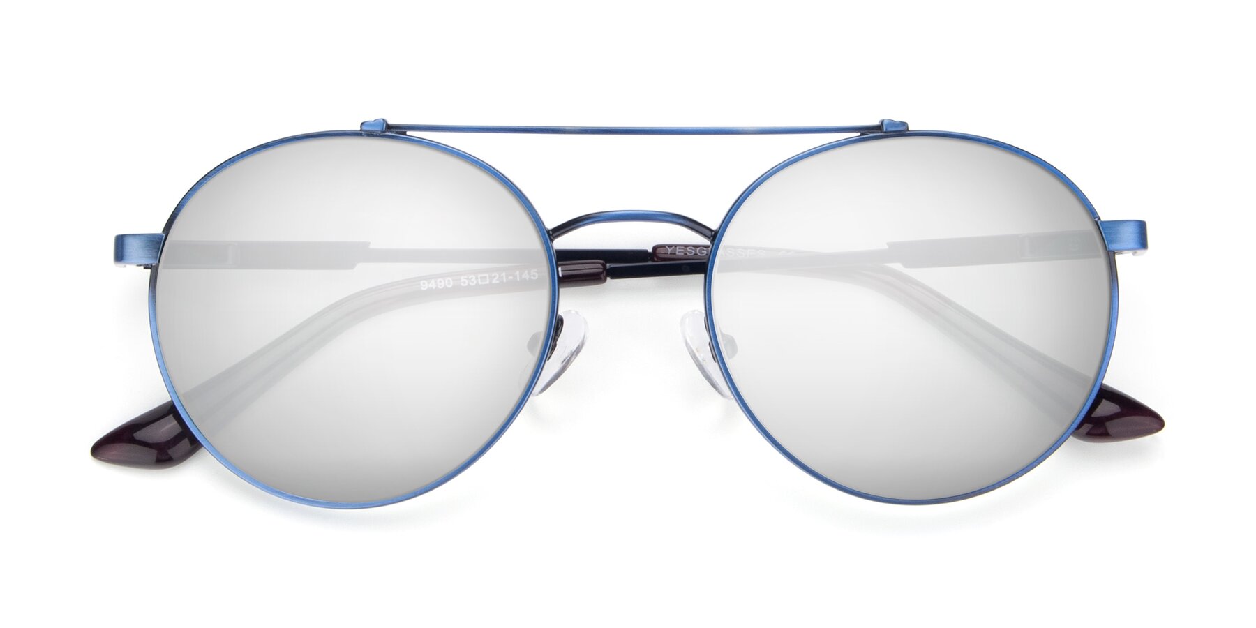 Folded Front of 9490 in Antique Blue with Silver Mirrored Lenses