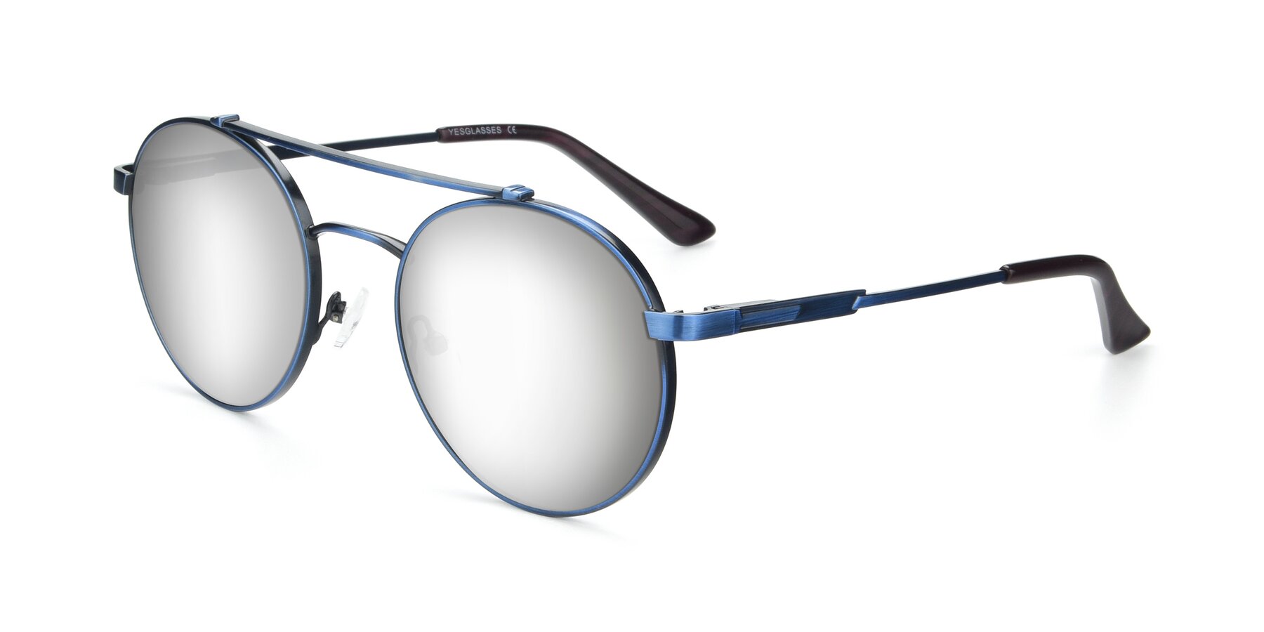 Angle of 9490 in Antique Blue with Silver Mirrored Lenses
