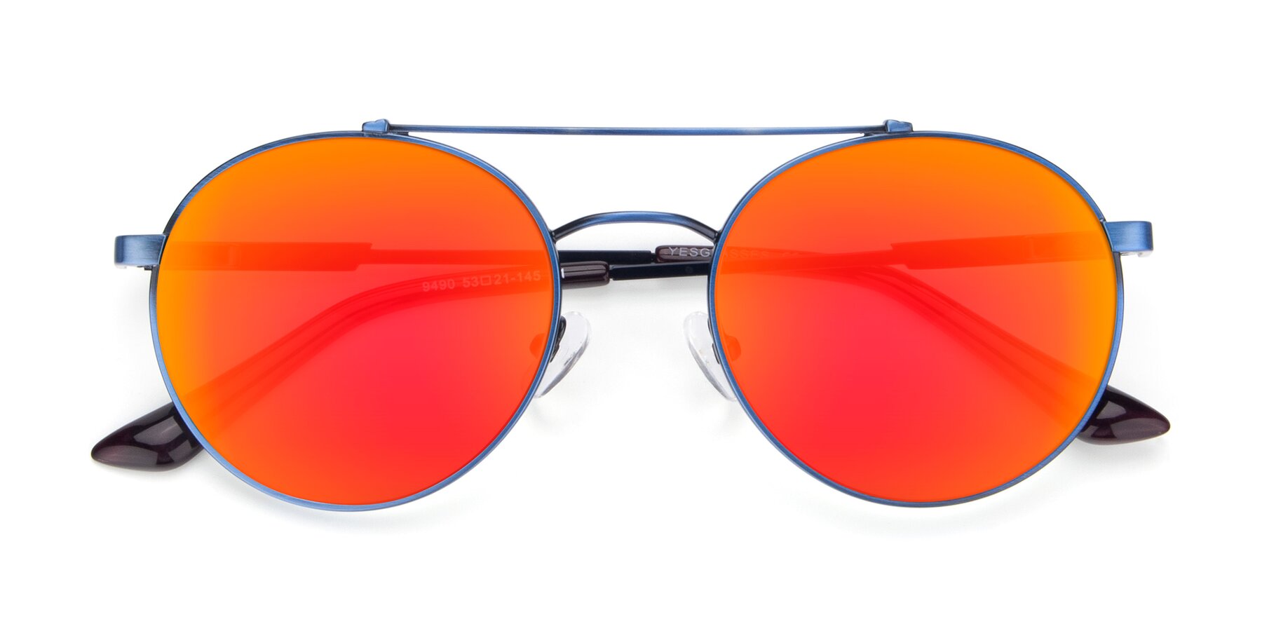 View of 9490 in Antique Blue with Red Gold Mirrored Lenses