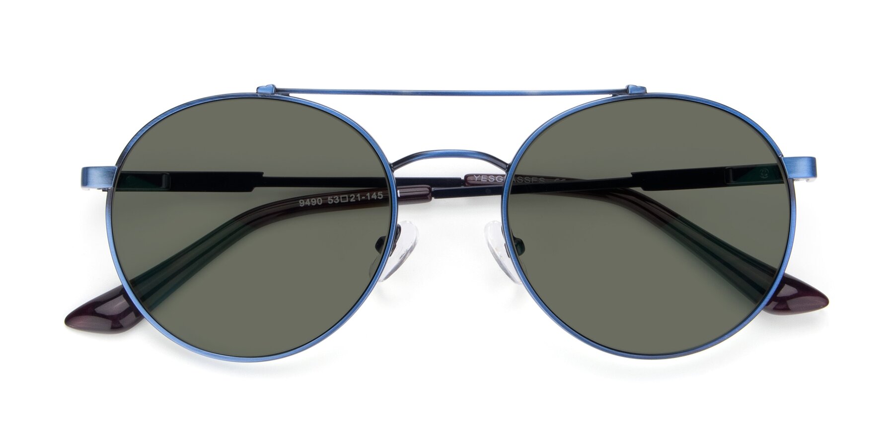 Folded Front of 9490 in Antique Blue with Gray Polarized Lenses