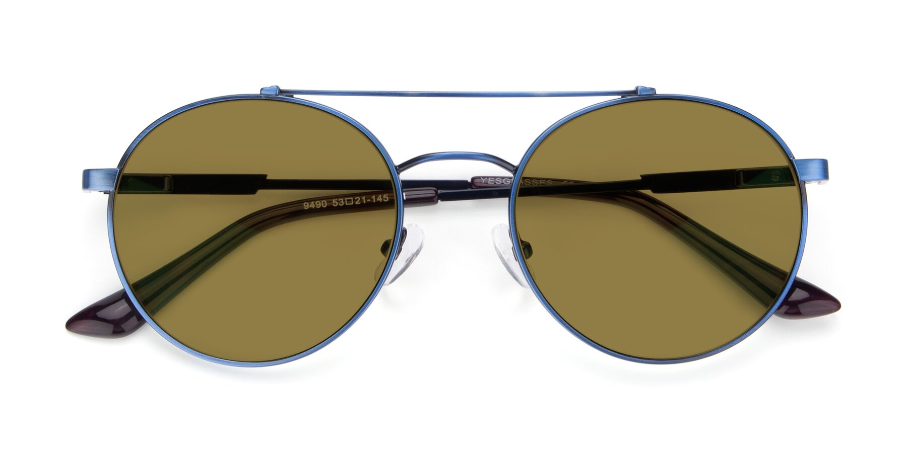 Folded Front of 9490 in Antique Blue with Brown Polarized Lenses
