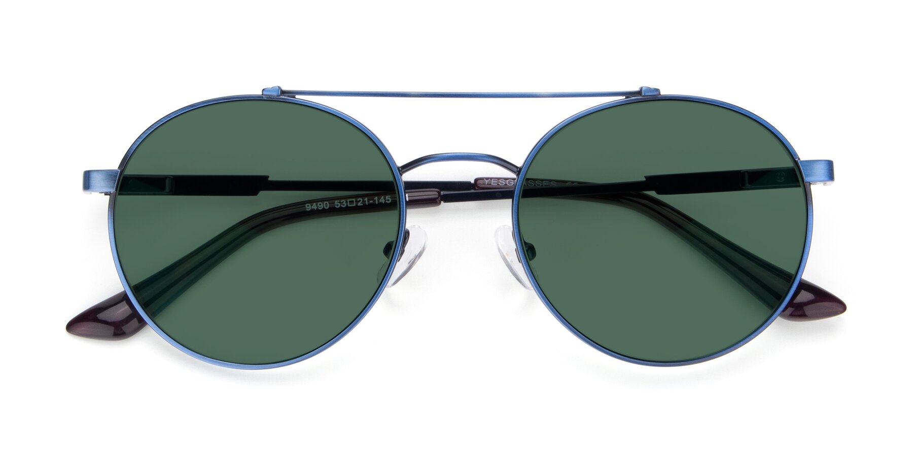 Folded Front of 9490 in Antique Blue with Green Polarized Lenses