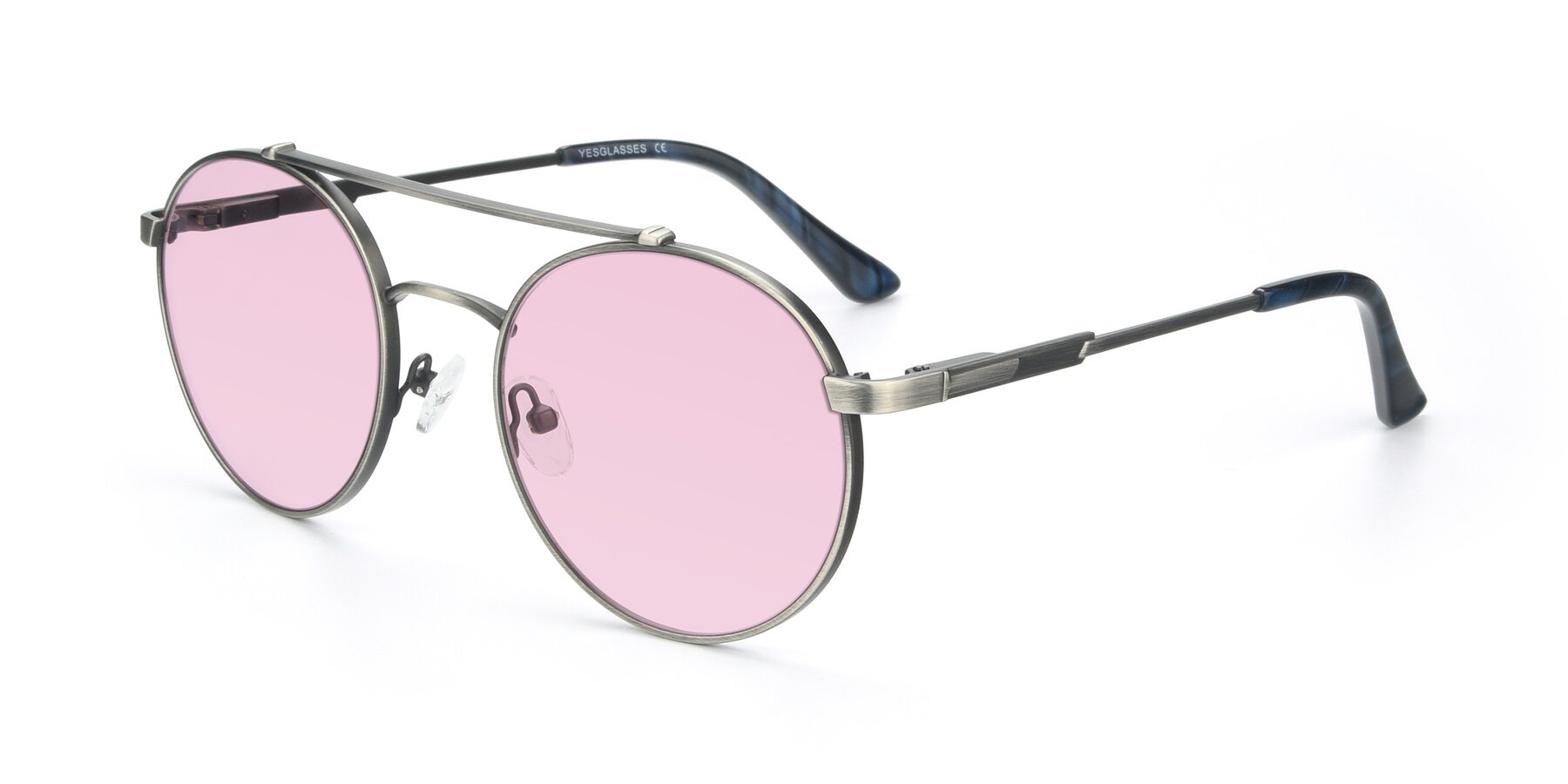 Angle of 9490 in Antique Gunmetal with Light Pink Tinted Lenses