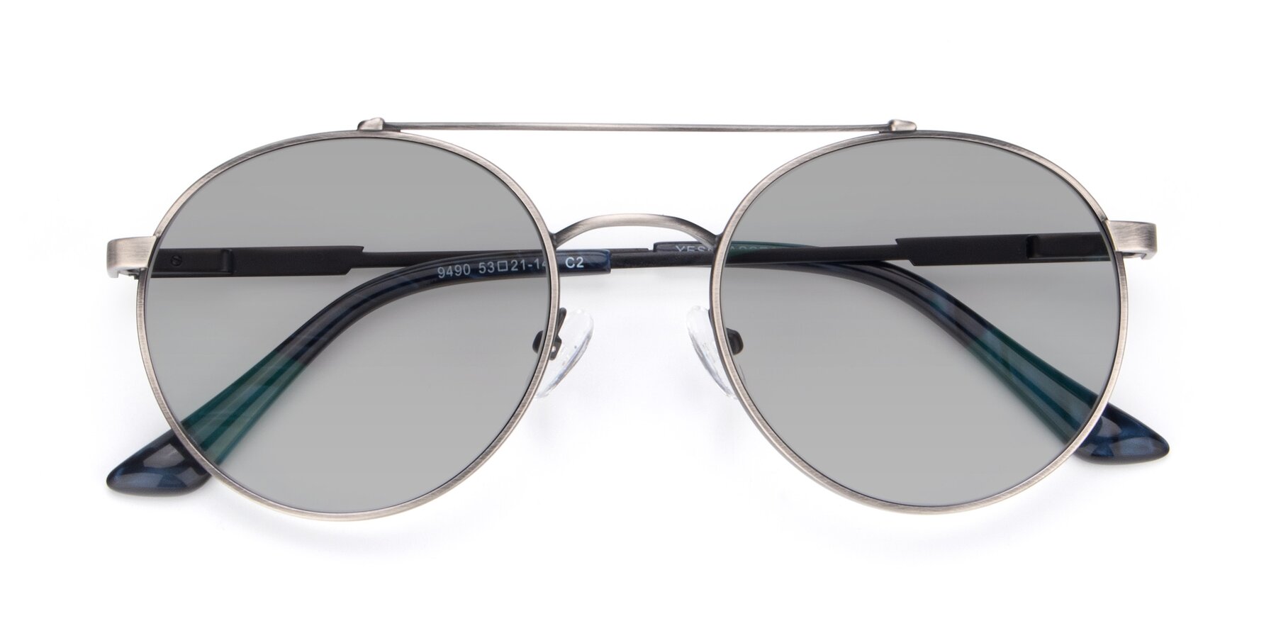 Folded Front of 9490 in Antique Gunmetal with Light Gray Tinted Lenses