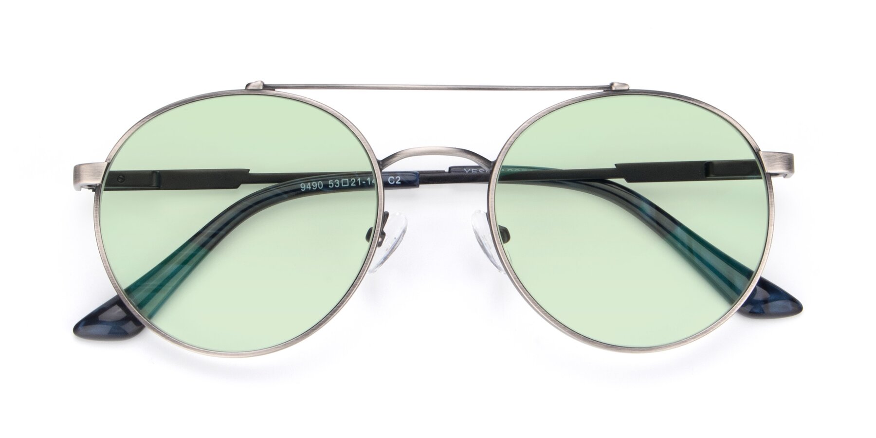 Folded Front of 9490 in Antique Gunmetal with Light Green Tinted Lenses