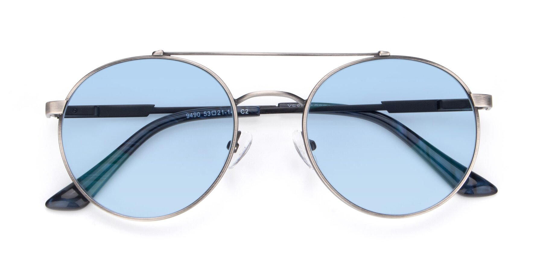 Folded Front of 9490 in Antique Gunmetal with Light Blue Tinted Lenses