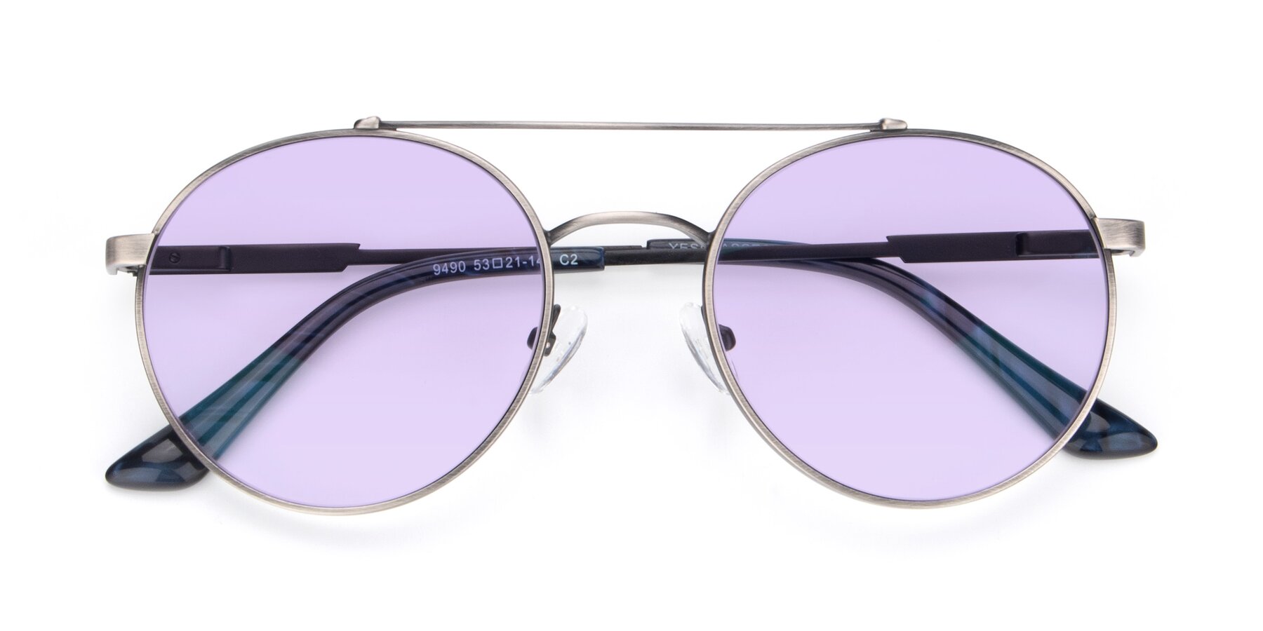 Folded Front of 9490 in Antique Gunmetal with Light Purple Tinted Lenses