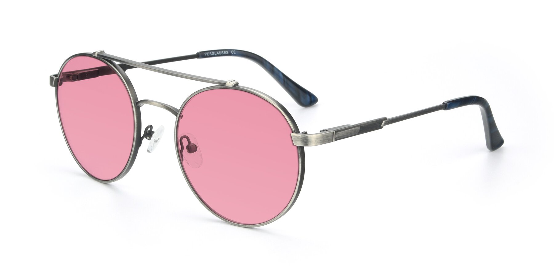Angle of 9490 in Antique Gunmetal with Pink Tinted Lenses