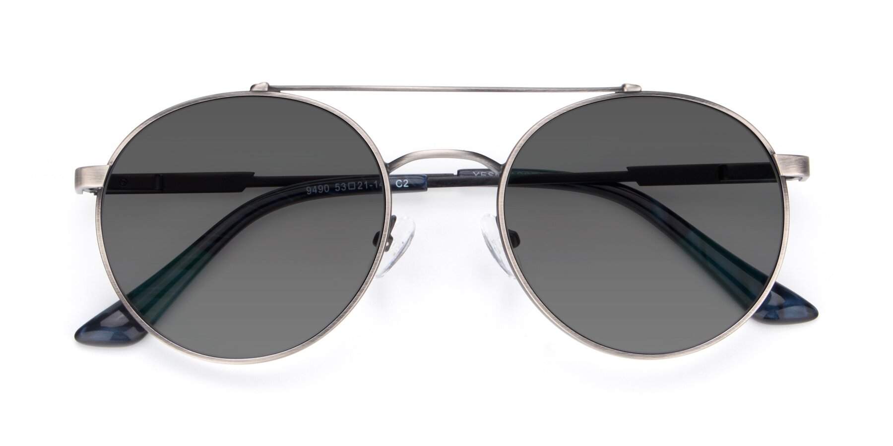 Folded Front of 9490 in Antique Gunmetal with Medium Gray Tinted Lenses